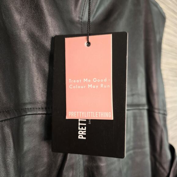 PrettyLittleThing Jumpsuit Womens 12 Black Leatherette Biker Moto Steam Punk NEW - Picture 3 of 16